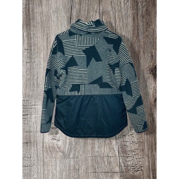 The North Face Medium RIIT Pullover Green Geometric Cowl Neck Fleece - Picture 3 of 3